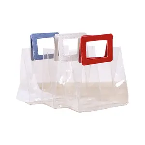 Clear Cosmetics Bags For Women Men Transparent PVC Waterproof Large Reusable Capacity Shopping Tote Style Cheap Summer Bag