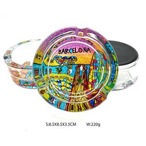 Cendrier à cigares en verre imprimé avec logo personnalisé, cendrier rond pour hôtel design personnalisé cendrier souvenir de <span class=keywords><strong>Barcelone</strong></span> accessoires pour fumeurs - Product Image 2