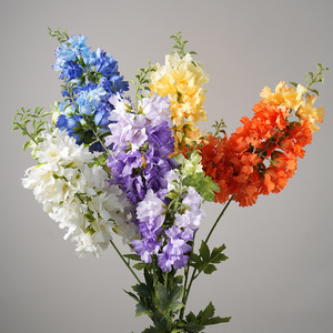 Fleurs artificielles de delphinium Greenway en PVC, plante entière, blanc, jaune, orange, violet, bleu, arrangements floraux décoratifs - Product Image 3