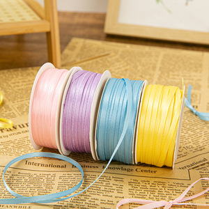 Cinta de poliéster de doble cara de 3 mm de grosor para manualidades, lazos para el cabello, cajas de regalo, cinta de seda para embalaje, venta al por mayor, cinta decorativa - Product Image 3