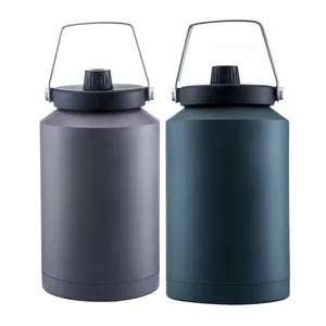 不锈钢1加仑BPA免费水瓶批发128盎司带手柄盖的绝缘生长壶