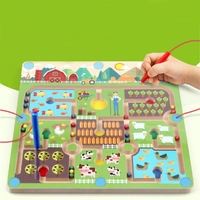 Jouets de Table en bois pour enfants, jeu éducatif, scène de ferme, perles magnétiques, labyrinthe,