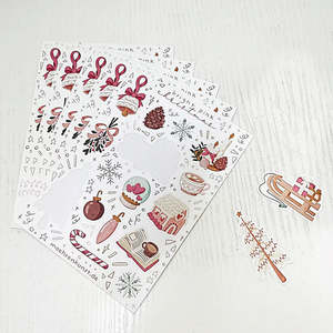 Feuille d'autocollant <span class=keywords><strong>de</strong></span> décoration <span class=keywords><strong>de</strong></span> Noël personnalisé A4 A5 A6 taille brillante/mate/pailletée film laminé imperméable vinyle impression baiser coupe - Product Image 2