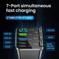 Nouvelles Idées de Produits 2025 – Chargeur de Voiture Rétractable Professionnel 4 Ports 7-en-1 à Charge Rapide avec Affichage de la Tension Universel
