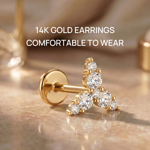 CANNER Luxe Boucles d'oreilles minimalistes en or massif 14K avec zircon et dos plat en titane G23, bijoux de piercing sûr pour cartilage, sans nickel - Product Image 3