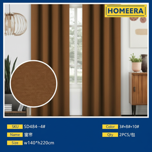 Marrón oscuro 140x228cm Poliéster Decoración para el hogar Cortinas con 8 ojales Cenefas para interiores elegantes - Product Image 1