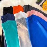 Kaos oblong pria katun 100% 190 gram, ukuran besar, model longgar, warna polos, streetwear, logo custom