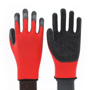Guantes de seguridad PPE de algodón gris de calibre 10, tejidos, con revestimiento de látex negro arrugado. - Product Image 6