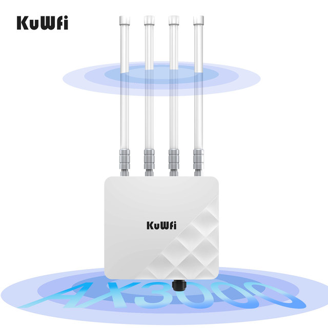 500meters Distance KuWFi WiFi6 3000Mbps Dual Band 360 Wifi Full Coverage Gigabit Port Outdoor Access Point for School Use