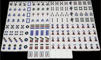 Jeu de Mahjong en Acrylique de Taille Moyenne 31mm Multicolore Style Taïwanais avec Tuiles Joker en Forme de U Règle de 152 Tuiles Emballage Boîte en Cuir