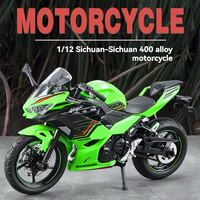1:12 échelle Kawasaki 400 métal moulé sous pression jouet pullback enfants volant avant décorer Simulation moto modèle