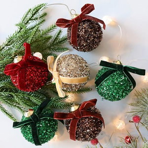 Ensemble de 6 boules de Noël colorées de luxe de 8 cm, incassables, en forme de nœud, pour la décoration de l'arbre de Noël, la décoration de la maison et les fêtes - Product Image 3