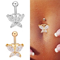 Pendentif papillons transparents, anneau pour le nombril, bijou de ventre, Piercing pour le corps, vente en gros,