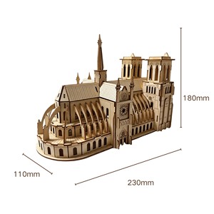 Rompecabezas de Madera 3D Personalizado, Rueda de la Fortuna Giratoria con Música, Modelo de Catedral de Madera, Rompecabezas para Niños, Clase de Dibujo y Manualidades - Product Image 2