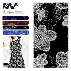 Superior <b>Polyester</b> Koshibo <b>Fabric</b> Classic Black White Pattern Stylish Material For Ladies Formal Dress Production - Product Image 1