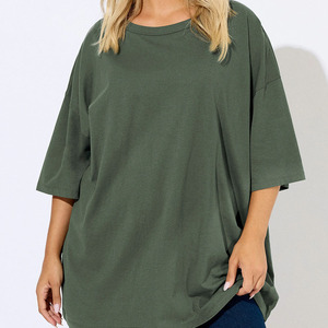 เสื้อยืดคอตตอน 100% เป็นมิตรกับสิ่งแวดล้อม ระบายอากาศได้ดี ทรงหลวมไหล่ตก สำหรับผู้หญิง สั่งทำได้ เสื้อยืดโอเวอร์ไซส์เนื้อหนาสำหรับฤดูร้อน - Product Image 6