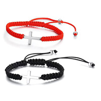 Nouveau bracelet croix en forme d'arc tissé à la main bricolage-collier porte-bonheur-accessoire de chaîne multicolore en acier inoxydable