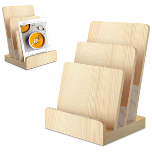 Support de présentation de brochures en bois de pin à 3 niveaux, porte-brochures, support de littérature, support de cartes postales, support de prospectus, présentoir de magazines - Product Image 1