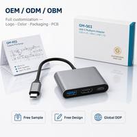 Hub Type C 3 en 1 HDTV 4K 60Hz 85W PD Charge rapide USB 3.0 5Gbps Alliage d'aluminium Compact 56mm Portable pour MacBook Windows Linux