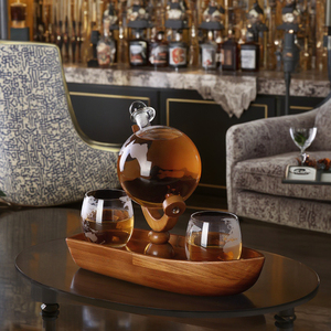 Carafe à whisky Globe du monde personnalisée de 1000ml avec plateau de bateau en bois créatif Distributeur de whisky fantaisie Coffret cadeau Globe - Product Image 4