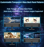 Monitor de Computadora de Escritorio LCD IPS Ultrafino de 23.8 Pulgadas, 144Hz, Panel Trasero de Vidrio Retroiluminado Personalizable, para Oficina y Hogar