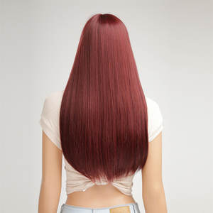 Perruque frontale 360 en dentelle transparente, cheveux vierges européens raides, rouge bordeaux, 24 pouces, densité 150%, installation facile, tendance et sécurisée - Product Image 2