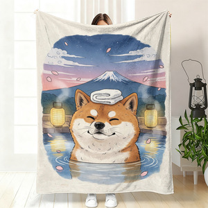 Couverture en flanelle réversible motif chien de dessin animé mignon, douce pour la peau, idéale pour la sieste à la maison ou au bureau, impression personnalisée, vente en gros - Product Image 5