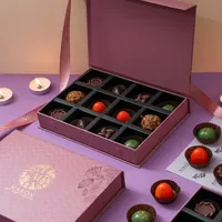 Boîte d'emballage en papier kraft de luxe pour truffes au chocolat de qualité alimentaire, boîte cadeau haut de gamme pour solutions d'emballage de desserts