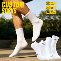 (KH) Chaussettes de sport athlétiques en coton pour hommes, modèle tube, personnalisables avec logo brodé, design tricoté sur mesure