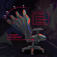 Chaise de jeu Red Racing Design RGB 1 pièce en cuir synthétique pivotante avec massage pour bureau et jeux sur PC