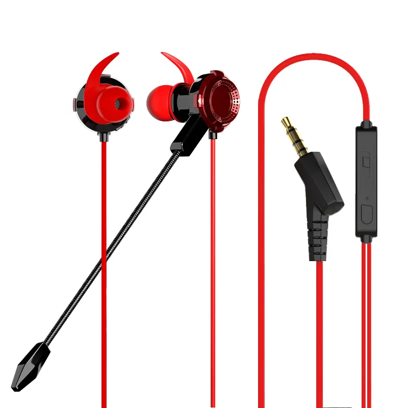 KUULAA หูฟังสำหรับมือถือ,หูฟังอินเอียร์3.5มม. สีแดงเย็นหูฟังแบบมีสายสำหรับเล่นเกมพร้อมไมค์แบบถอดออกได้