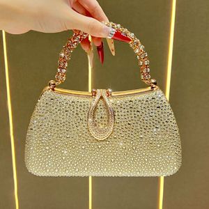 Nouvelle arrivée, sac à main de luxe pour femmes, classique, avec diamants, entièrement en strass, en polyester, avec chaîne, fermeture magnétique, 1L, ovale - Product Image 5