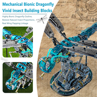 MJI 13084-13089 Bloques de Construcción Educativos, Juego de Bloques de Construcción Mecánicos de Águila, Tiranosaurio, Libélula, Pulpo, Rex