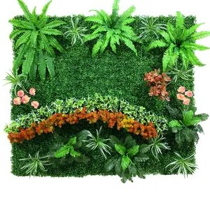 Plante verte en gros personnalisation à bas prix Panneaux de buis en plastique Panneaux de toile de fond pour haie Mur d'herbe pour plante artificielle de jardin