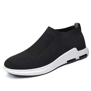 Slip on Flat Causal Men Shoes Sneakers da uomo a 12 molle EVA Sports maglia in tessuto di cotone PVC lavorato a maglia confortevole e traspirante