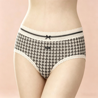 Sous-vêtements en laine mérinos pour femmes, culottes douces et chaudes à imprimé écossais vintage et étoiles avec bordure en dentelle