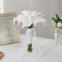 Buket Pengantin Calla Lily Buatan H375 untuk Lamaran, Dekorasi Bunga Pernikahan Putih Mewah untuk Upacara