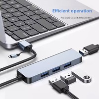 Hub Docking Station Tipe C USB3.0 Empat-dalam-Satu dengan Port dan Colokan USB-C/USB-A