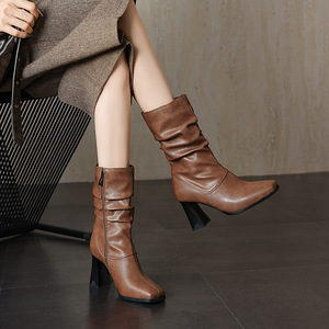 Stivaletti da Donna 2026 di Tendenza con Cerniera Laterale <span class=keywords><strong>e</strong></span> Tacco Grosso, Scarpe Eleganti per Outfit Vintage <span class=keywords><strong>e</strong></span> Moda Street Style - Product Image 5