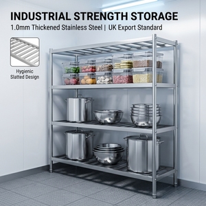 Étagère de rangement robuste en acier inoxydable à 4 niveaux pour cuisine, chambre froide, entrepôt, restaurant - Product Image 5