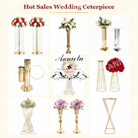 ANNIELU – Support de bougies en métal et acrylique doré pour centre de table, idéal pour mariages et événements, vente en gros pour fournisseurs et décoration en vrac