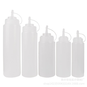 Plastic Sauce Dispenser Squeeze Bottle 240-680Ml Cylinder Screw Cap Food Grade Transparent For Salad Oil Dressing - Product Image 5