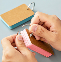 Cartes d'index en papier personnalisables de couleur arc-en-ciel, faciles à retourner, bloc de cartes de notes pour l'étude, papier kraft avec anneaux de reliure
