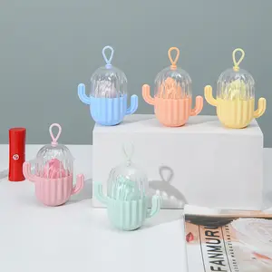 Unique cactus shape beauty makeup egg storage box small rubber band box jewelry packaging shell powder puff storage box
