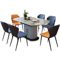 Table à manger moderne en bois massif pour 6 personnes, ronde, avec rangement, idéale pour salle à manger ou hôtel