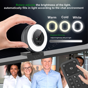 Nueva Cámara <span class=keywords><strong>de</strong></span> Video con Anillo <span class=keywords><strong>de</strong></span> Luz y Ajuste <span class=keywords><strong>de</strong></span> Brillo, Webcam USB 1080P, Ideal para Streaming, Conferencias y Reuniones - Product Image 5