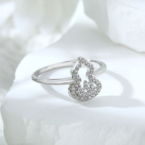 Bague en argent sterling 925 de style chinois minimaliste, motif <span class=keywords><strong>gourde</strong></span> ajouré et massif - Product Image 4