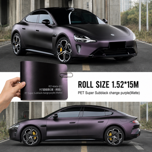 ฟิล์มหุ้มรถยนต์สีดำม่วง PET ไวนิล 7.5 มิล ฟิล์มเปลี่ยนสีรถยนต์แบบม้วน สติ๊กเกอร์ตกแต่งรถยนต์ - Product Image 1