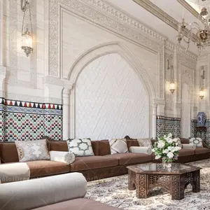 Canapé Majlis arabe antique Sièges de sol Majlis arabe de luxe Canapés classiques à ossature en bois