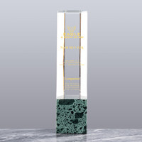 Trofeo de Cristal y Mármol Personalizado, Diseño Creativo para Eventos Corporativos, Recuerdo de Vidrio de Alta Gama con Nombres Grabados, Trofeo Excepcional